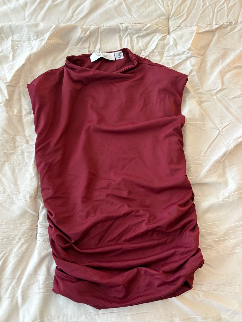 Sleeveless Mock Neck Top - Burgundy